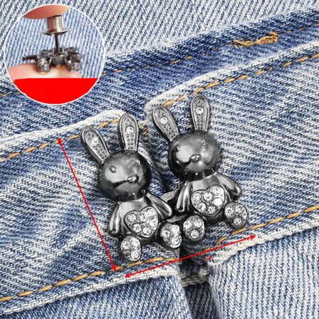 2 STK bukse midje strammer knappstifter SVART