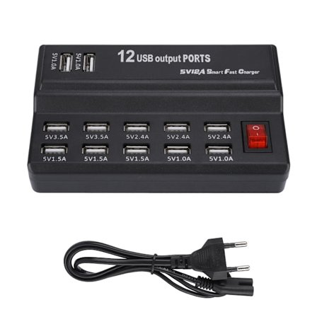 12-Port USB-uttag Hub Adapter Väggladdare Laddningsdockningsstation USB Snabbladdare