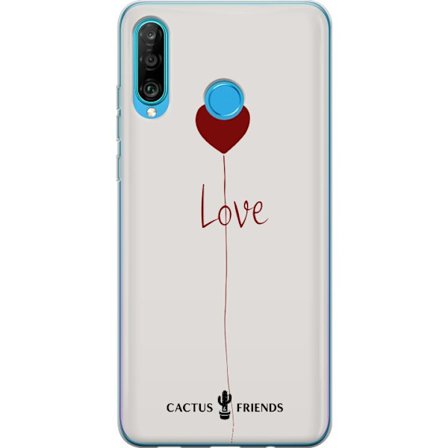 Yhteensopiva Puhelinkuori Huawei Huawei P30 lite Cactus and Friends - Love Balloon Minimal