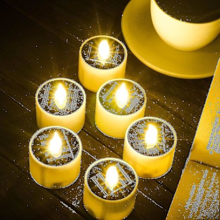 6 stk. solcelledrevne telys utendørs stearinlys flammefri flimring Ip65 vanntett oppladbare LED-lys med skumring til daggry-sensor for lanterne hage 