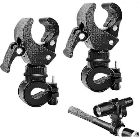 2 stk. Cykellygtebeslag, 360 graders roterende for-/bagcykelstyrklemme, til cykel LED-lygtebeslag