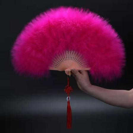 Fjer Folding Fan Sød Fe Pige Gotisk Hof Dans Hånd F Rose rød onesize