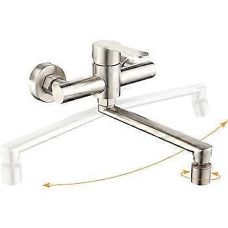 Nirvana Homelody Vægmonteret Køkkenarmatur 2 Vandstråler Køkkenhane 360 Roterende Hane Vægmonteret