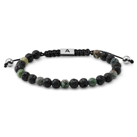 Sanatio | Pulsera de piedra de lava y turquesa africana de 6 mm para hombres - Pulseras de perlas
