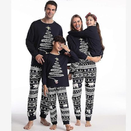 Tib Vinter Pyjamas Jul Til Familier Nytårs Mode Familie Baby Drenge Tøj Par Jule Pyjamas Familie Tøj Se, pyjamas 2 Navy, pa