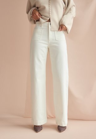 Bubbleroom - Front Pocket Jeans - Offwhite - Kläder