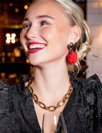 Bud to rose Paloma Earring Red/Gold - Red - ONE SIZE