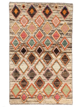 Hand Knotted Moroccan Berber - Afghanistan 90X143 Wool Rug Brown/Orange Small