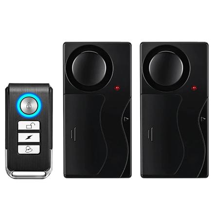 Ny 110dB Dør- og Vindue Vibrationsalarm Trådløs Tyverialarm Med Fjernbetjening Hjem Cykel Sikkerhed Indbrudsalarm 2 Host 1 Remote
