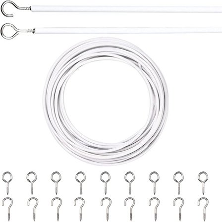 Gardinsnor 10M Gardinsnor Hvit Gardinsnor med Gardinkroker og Maljer Gardinsnor Streng Gardinsnor for Gardinstang Hengende Gardin C