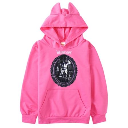 Onsdag Adams piger tegneserie print sweatshirt pink rød 120cm