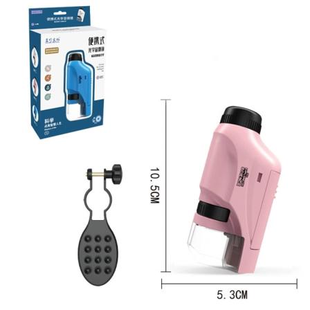 Kädessä pidettävä mikroskooppisarja Lab LED-valo 60X-120X - täydellinen Pink with bracket