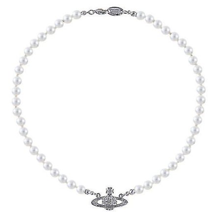 Pärlhalsband Saturn Kristall Rhinestone Halsband Imitation Pärla Choker