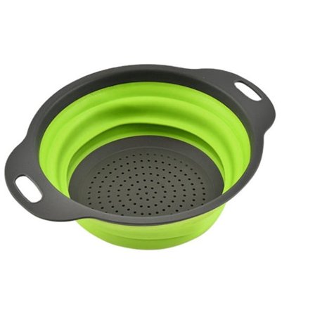 Go Go Gadget - Hopfällbart Durkslag - Utrymmesbesparande - Campingverktyg - Köksredskap - Grön/Grå - 20cm - 1 st