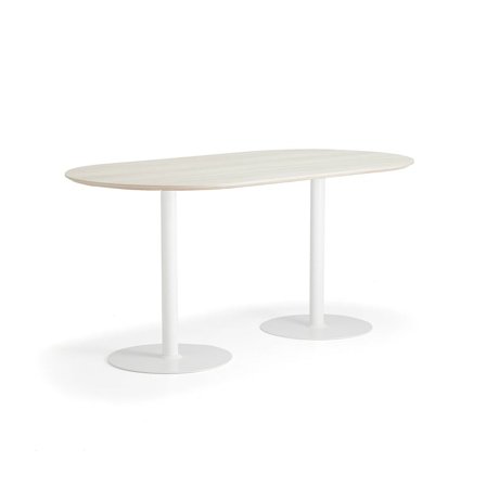 Ståbord METRIC, oval, L2000 B1000 H900 mm, hvit/ask