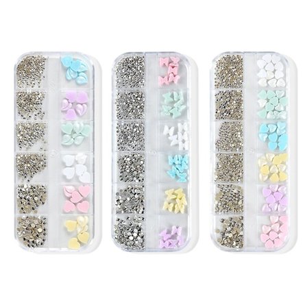 Neglekunst Perle Flat Bottom Perle Negle Charm Gull Sølv Hvit Halv Rund Neglekunst Tilbehør Negle Diamant Mix