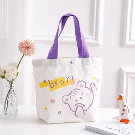 Cartoon Print Axelväska Canvas Handväska 2 2