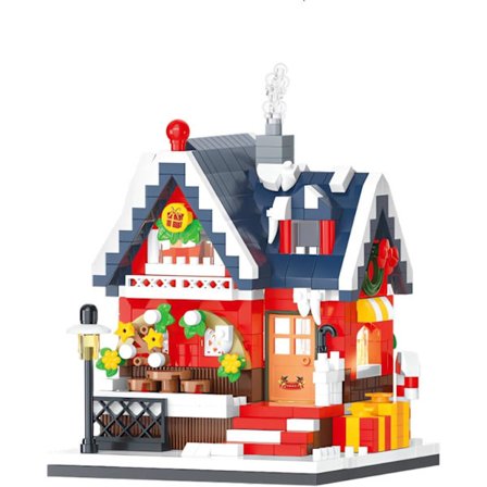 Julegave Hus Byggeklosser Sett, Mini Leketøyklosser for Barn Voksne