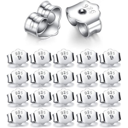 20 kpl 925 sterlinghopeasta valmistettuja nappikorvakoruja, nappikorvakorut, korvakoru