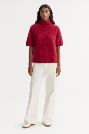 Soft Goat - Brushed short sleeve turtleneck - Women cashmere sweater - L - Dahlia