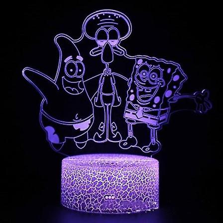 3D Touch-lampa Barn Nattlampor 7 Färger Med Fjärrkontroll Spongebob Och Minionerna [dB}