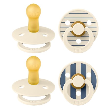 BIBS Colour Round Latex Pin Ivory Vanilla mix/Pin Ivory Steel Blue mix 4 stk - Size 2, Børn & Forældre, Sutter, Latexsutter