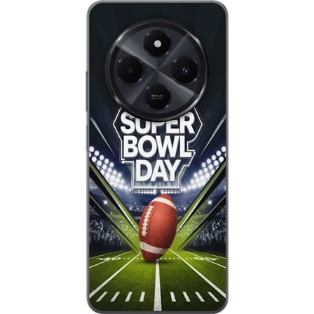 Kompatibel Mobilcover til Xiaomi Redmi A4 Super Bowl Day plakat med amerikansk fodbold på oplyst arena i dramatisk sportsdesign