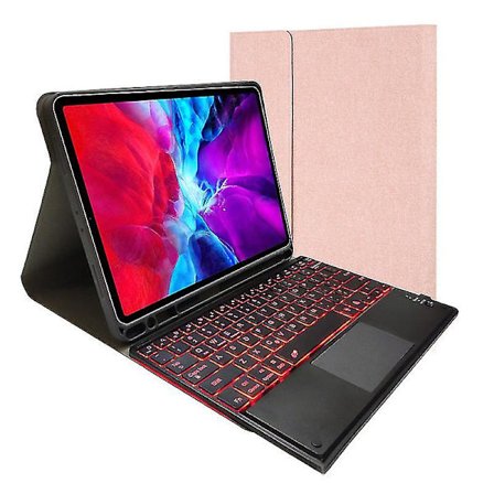 Bluetooth tastatur etui med baggrundsbelysning kompatibel med iPad Pro 12.9 2021