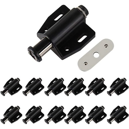 Magnetisk tryklås 12 stk. Heavy Duty Sort Skabsskuffe Magnetlås Tryk