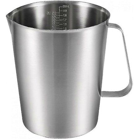 Målekop 2000ml 64OZ, 2 måleskalaer, inklusive ML-skala, ounce-skala, 304 rustfrit stål graduerede bæger med håndtag til laboratoriekøkkenvæske