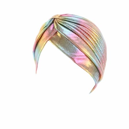 Kvinder Stræk Turban Hat Kemo Cap Hårtab Mode Hovedbånd Kryds Hovedtørklæde Wrap Hijab Cap Damer Farverige Guld