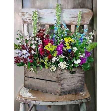 (30 × 40 cm, Blomst J) DIY Diamantmaleri, Blomster 5d Diamant P