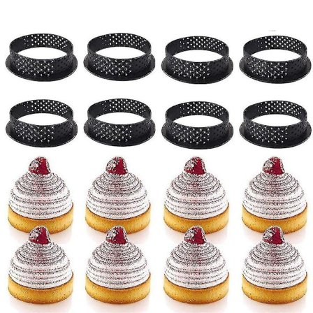 8 stk/sett Ikke-klebende tartform Tarte Ring Perforert Plast Kutteringer Mousse Sirkel Kutter DIY