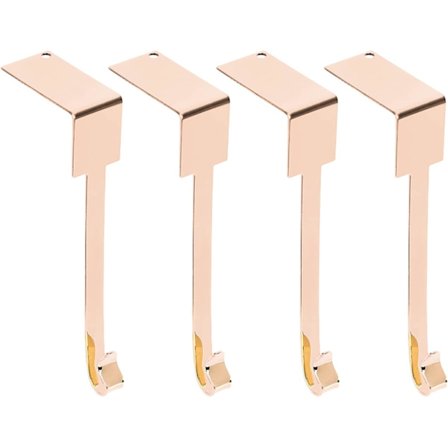 Juleophængningskrog, 4 stk. dekorative metal pejs kroge