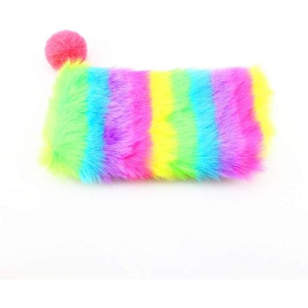 Regnbue Penalhus, Stor Kapacitet Stationery Opbevaringstaske, Mode Plys Bold Laser Kosmetiktaske til Kvinder og Piger