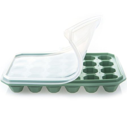 Nem frigivelse af isforme med låg, polygonal form, isbakke, fleksibelt silikone isfremstillingsværktøj til cocktails og kaffe