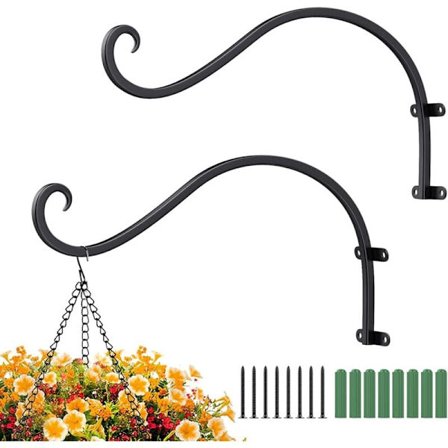 Seinään kiinnitettävä kasviteline 2 kpl Seinään ripustettava kasviroukun metalli taottu rauta ripustuskorin pidikkeet ripustettaville kasveille, 