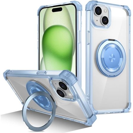 Mobilskal - iPhone 15 Plus/14 Plus - 360° Rotation - Stöttåligt - Blå
