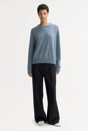 Soft Goat - Boyfriend crewneck - Women cashmere sweater - L - Retro Blue