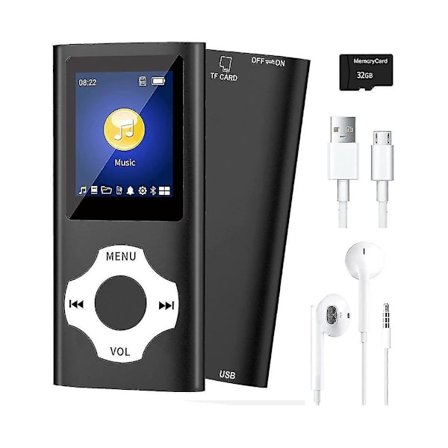 MP3-spelare med Bluetooth 5.0, bärbar HiFi-musikspelare /video/fotovisare/e-boksläsare (b