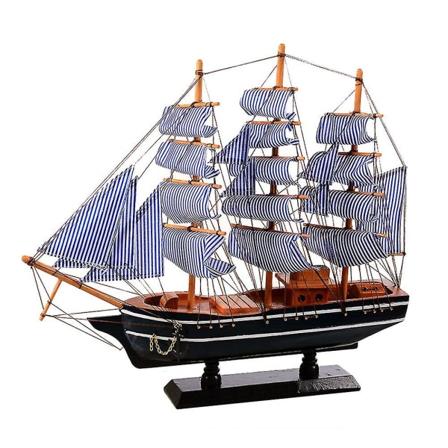 Träskepp Medelhavsstil Heminredning Handgjord Snidad Nautisk Båtmodell Present M1123