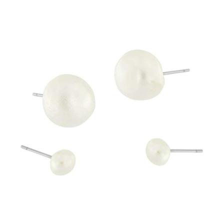 Dansk Copenhagen Audrey 2in1 Organic Pearl Earring Grå, Dame Øreringe, Størrelse: ONE Size