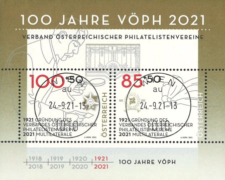 Østrig - 100 året for VÖPH - Stemplet miniark