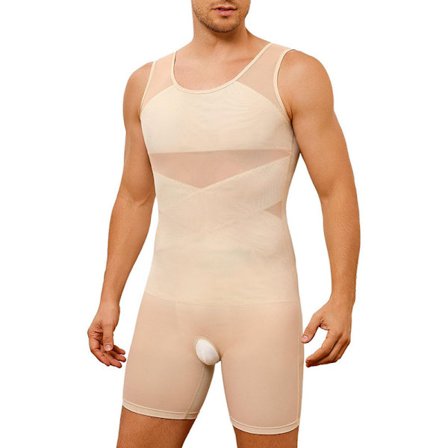 Shapewear bodysuit til mænd med mavekontrol, ærmeløse kompressionsskjorter