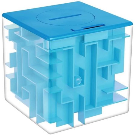 3D Cube Labyrinth Puzzle - hauska säästöpossu lapsille - Sininen