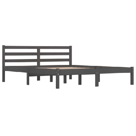 Vidaxl Sängram Massiv Furu 150x200 Cm Grå 5ft Grå