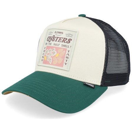 Djinns - Weiss trucker Cap - Food Oysters Off White/Dark Green A-Frame Trucker @ Hatstore