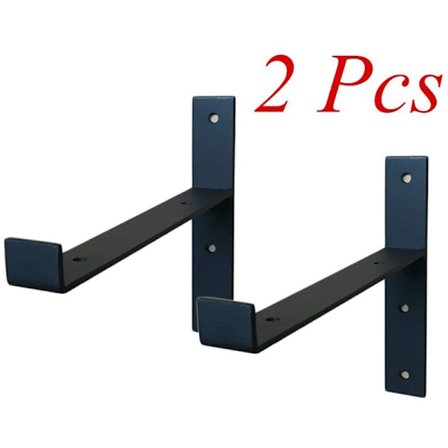 Hylla Konsoler, 2 Stycken 200mm Konsol med Haka Väggmonterade Hylla Konsoler Väggkonsol Svart Metallkonsol med Skruvar