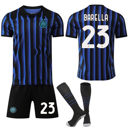 25-26 F.C. Internazionale Milano Hjemme NO.23 Barella Drakter Sett Barn Voksen Fotballutstyr med Sokker
