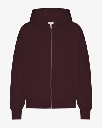 Organic Oversized Zip Hood - Oxblood Red XS